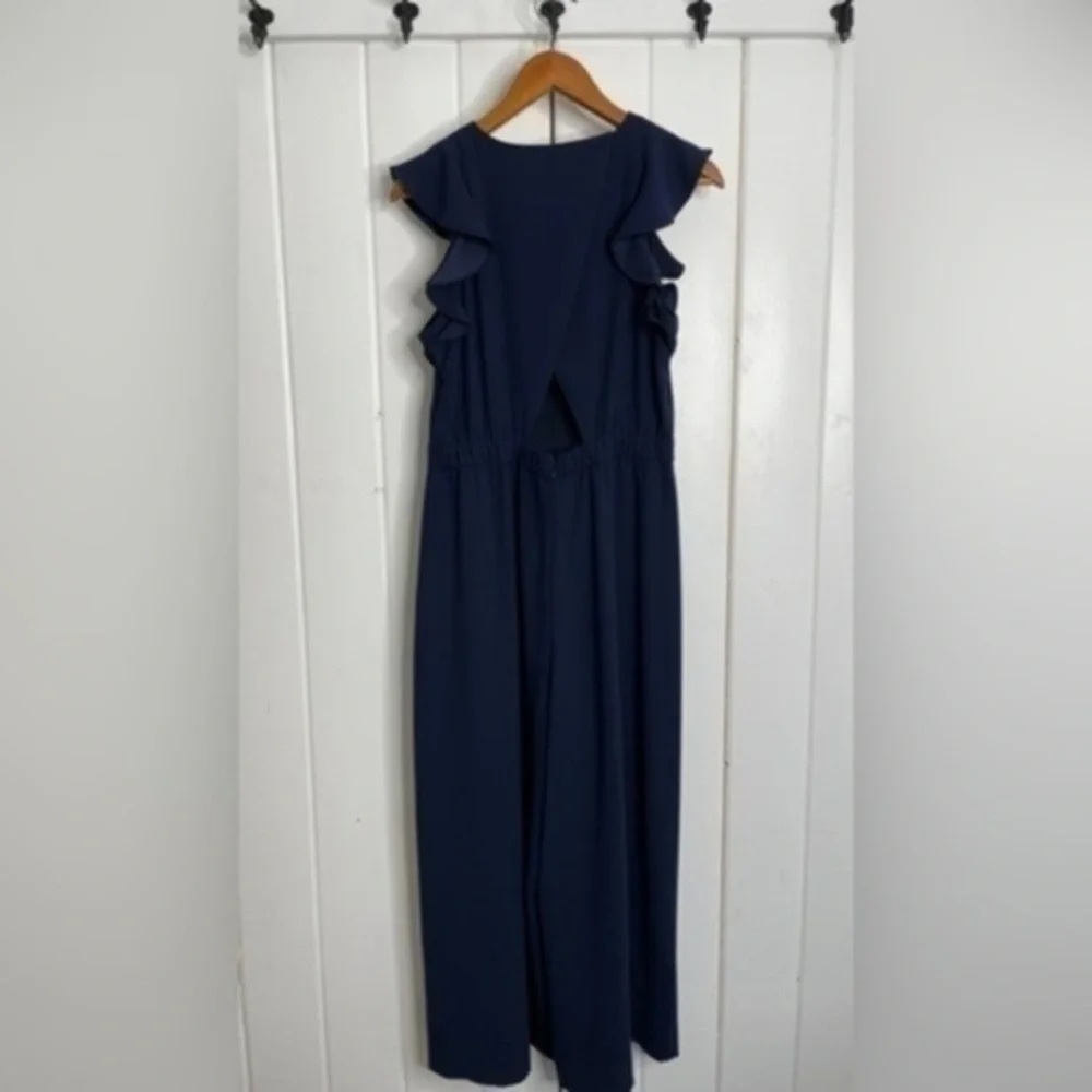 J. Crew Sleeveless Ruffle Jumpsuit in 365 Crepe